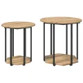 Table d'appoint  2 pcs en chêne, bois d'ingénierie et métal