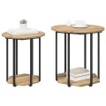 Table d'appoint  2 pcs en chêne, bois d'ingénierie et métal
