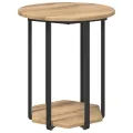 Table d'appoint  2 pcs en chêne, bois d'ingénierie et métal