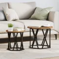 2 Tables d'appoint empilables  en bois vieilli et bois reconstitué