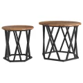 2 Tables d'appoint empilables  en bois vieilli et bois reconstitué