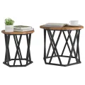 2 Tables d'appoint empilables  en bois vieilli et bois reconstitué