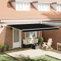 Store Rétractable Manuel avec LED Noir 450x300 cm