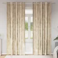 Rideaux en velours 2 pcs avec œillets Crème 260x140 cm
