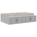 Cadre de lit de rangement gris sonoma 75x190 cm