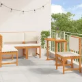 Ensemble de salle à manger de jardin avec coussins - Bois d'acacia massif 4 pièces