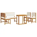 Ensemble de salle à manger de jardin avec coussins - Bois d'acacia massif 4 pièces