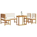Ensemble de salle à manger de jardin avec coussins - Bois d'acacia massif 4 pièces