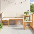 Ensemble de salle à manger de jardin avec coussins - Bois d'acacia massif 4 pièces