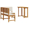 Set de jardin de 2 pièces avec coussins en acacia