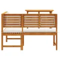 Set de jardin de 2 pièces avec coussins en acacia