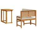 Set de jardin de 2 pièces avec coussins en acacia
