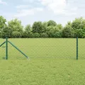 Clôture en mailles de chaîne avec 13 poteaux à pointe 0.6x25 m en acier galvanisé