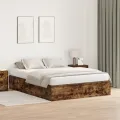 Cadre de lit de rangement Chêne fumé 140x200 cm