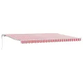 Store rétractable automatique rayé rouge et blanc 500x300 cm
