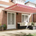 Store rétractable automatique rayé rouge et blanc 500x300 cm
