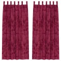 Rideaux en velours 2 pcs avec œillets Bordeaux 260x140 cm