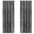 Rideaux en velours 2 pcs avec œillets gris 260x140 cm