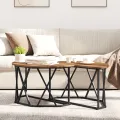 Table Basse  Bois Ancien 80x80x42 cm en Bois Élégué