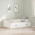 Cadre de lit de rangement blanc 75x190 cm