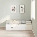 Cadre de lit de rangement blanc 75x190 cm