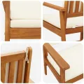 Banc de jardin  avec coussins en bois d'acacia massif