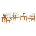 Ensemble de salle à manger de jardin 6 pièces avec coussins en bois d'acacia