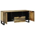 Meuble TV - 105 x 33,5 x 46 cm, fabriqué en bois de mangue massif.