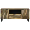 Meuble TV - 105 x 33,5 x 46 cm, fabriqué en bois de mangue massif.