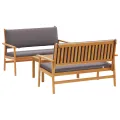 Ensemble de canapé de jardin 3 pièces avec coussins en bois d'acacia