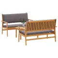 Ensemble de canapé de jardin 3 pièces avec coussins en bois d'acacia