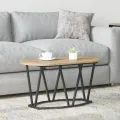 Table basse  en chêne, artisanale, 80x40x40,5 cm en bois d'ingénierie et métal