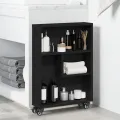 Chariot de rangement étroit  Chêne noir 48x13x68 cm Bois d'ingénierie
