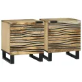 Tablettes de Chevet - 2 pcs, 40x33.5x46 cm, Bois de Mangue Massif