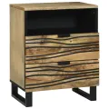 Table de chevet - 50x33x60 cm, en bois de manguier massif