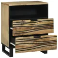 Table de chevet - 50x33x60 cm, en bois de manguier massif