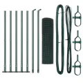 Set de Poteaux de Clôture 2 Potes Vert Métal recouvert de plastique