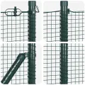 Set de Poteaux de Clôture 2 Potes Vert Métal recouvert de plastique