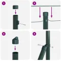 Set de Poteaux de Clôture 2 Potes Vert Métal recouvert de plastique