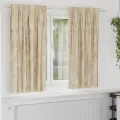 Rideaux 2 pcs avec Poches pour Tringle Crème 175x140 cm