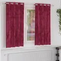 Rideaux en velours 2 pcs avec œillets Bourgogne 175x140 cm
