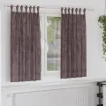 Rideaux en Velours 2 pcs avec Œillets Marron 175x140 cm