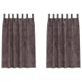 Rideaux en Velours 2 pcs avec Œillets Marron 175x140 cm