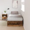 Cadre de lit de rangement en vieux bois 75x190 cm en bois d'ingénierie