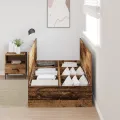 Cadre de lit de rangement en vieux bois 75x190 cm en bois d'ingénierie