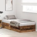 Cadre de lit de rangement en vieux bois 75x190 cm en bois d'ingénierie