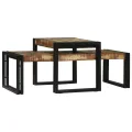 Ensemble de 2 Tables Basses en Bois Massif Récupéré