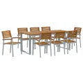 Ensemble de salle à manger de jardin 9 pièces en bois solidité d’acacia et métal