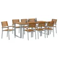 Ensemble de salle à manger de jardin 9 pièces en bois solidité d’acacia et métal