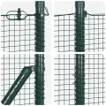 Clôture en fil soudé avec 13 poteaux flanqués verts 1,2x25 m en acier